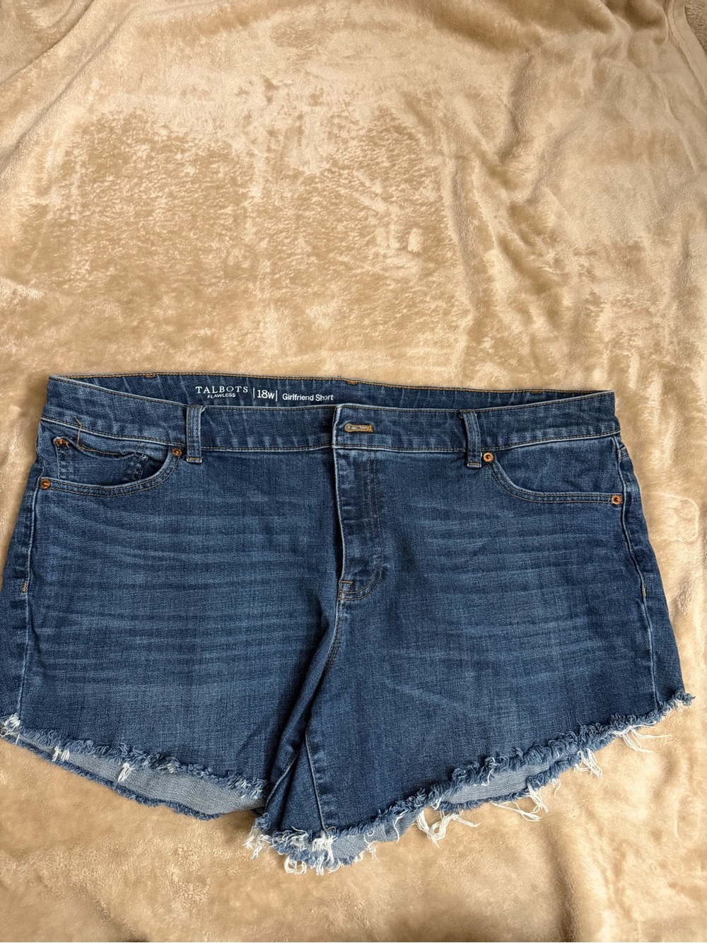 Talbots Dark Blue Frayed Cut Off Hem Denim Shorts - Picture 6 of 7